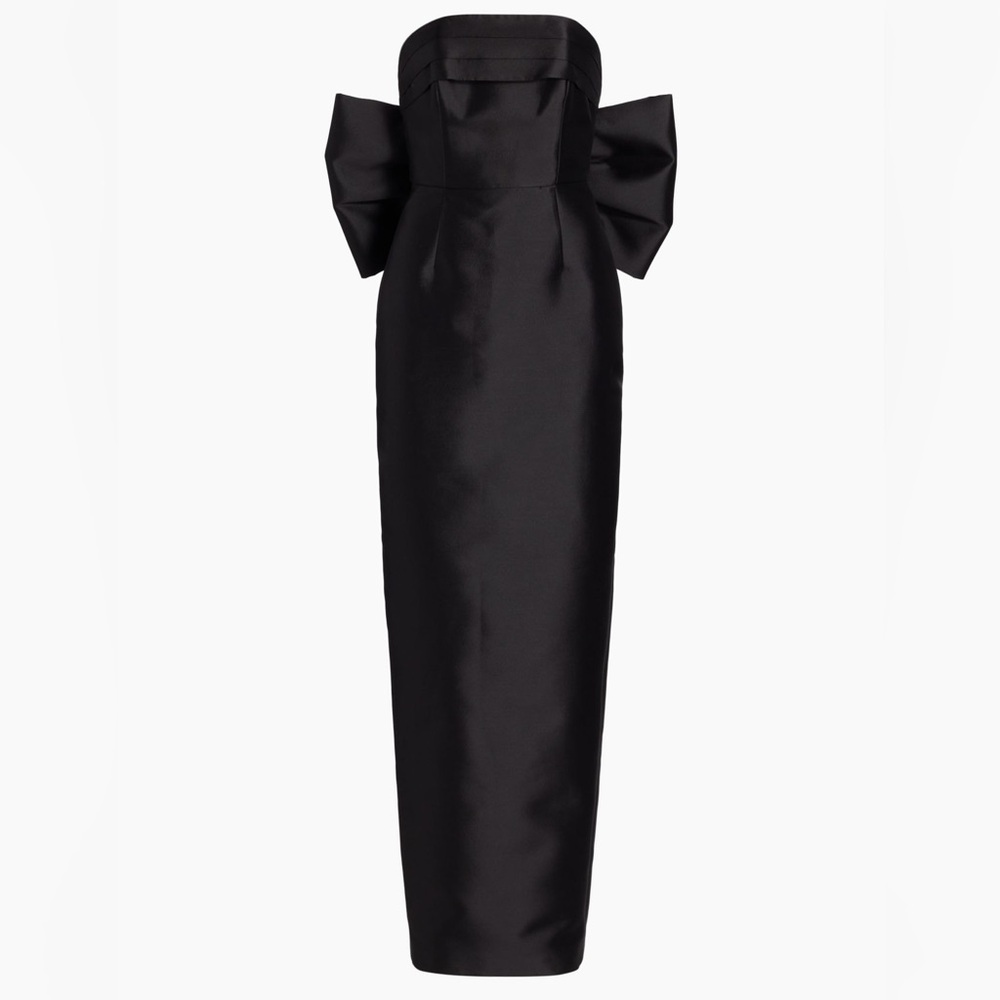 Alexia Maria Magnolia Column Gown Maxi Black Silk/Wool dress